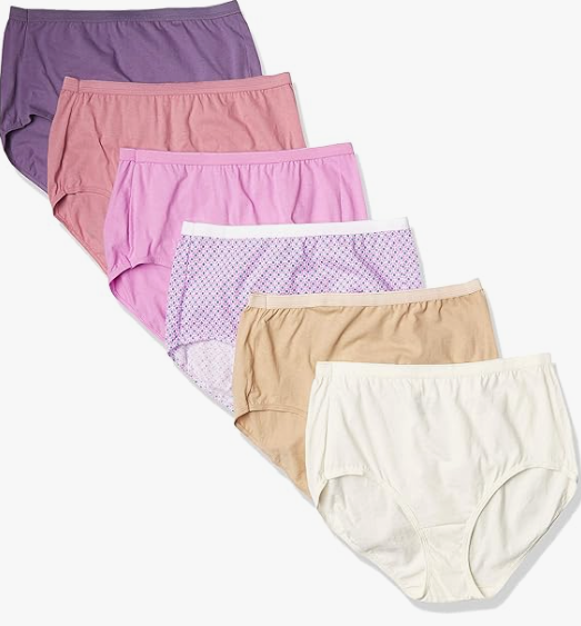 Hanes Womens Just My Size Highwaist Cotton Underwear, Highrise Brief, 6pack , Solid/Print Mix, 9 US