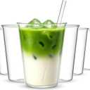 Set of 6 11.8 oz Clear Drinking Glass with Straws 340 ml Iced Tea Beer Cups Heat Resistant Kitchen Glassware for Juice, Beverage, Cocktail, Coffee, Soda