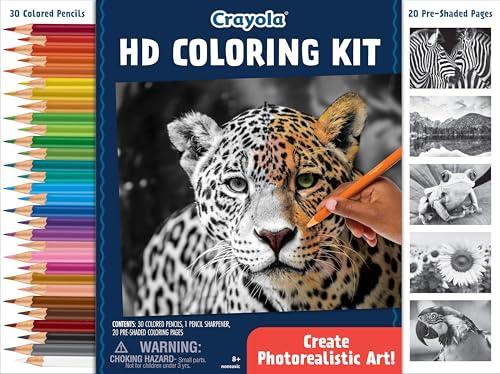 Crayola HD Coloring Kit, 30 Colored Pencils & 20 Adult Coloring Pages, Coloring Set for Adults & Teens, Coloring Supplies