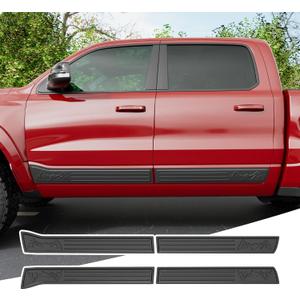 Door Molding Trim Compatible with 2019-2025 Dodge Ram Crew Cab 1500 Rocker Panel Glossy Carbon Fiber ABS Body Side Molding Trim Replacement for 2019-2025 Dodge Ram 1500 Accessories