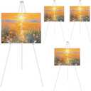 DAJAVE 4 Pack White Display Easel Stand 63 Inch Folding Easels for Display, Portable Tripod Display Easel, Adjustable Metal Easel Stand for Wedding Sign, Posters, Painting