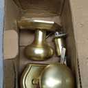 Door Knobs Interior, Classic Decorative Satin Brass Privacy Door Knob Perfect for Bedroom or Bathroom Doors, Durable Stylish Hardware for Indoor Use- 1 Pack