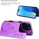 Vaburs Compatible with iPhone 16 Pro Max Case Wallet with Card Holder,Embossed Butterfly Pattern PU Leather Double Buttons Flip Protective Shockproof Cover for Magnetic Car Mount 6.9 Inch (Purple)