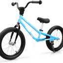 bicystar Kids Balance Bike with Real Rubber Air Tires - 16 Inch Big Kid Bicycle Ages 5-8, Adjustable Seat & Handlebars, Lightweight No Pedal Training Bike (Blue)