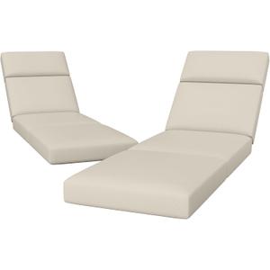 2 Pcs Chaise Lounge Cushions Outdoor, 72 x 21 x 4 Inch Lounge Chair Cushions for Outdoor Furniture - Waterproof Lounge Patio Replacement Cushion, 4In Fade-Resistant ThickPatio Chaise Lounge Cushion (Cream White)
