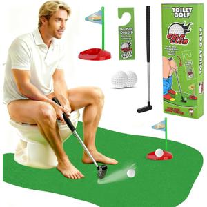 Golf Valentines Day Gifts - Toilet Golf Game Set - Toilet Golf Bathroom Game for Adults, White Elephant Gift for Brothers - Ideal Christmas or Birthday Golf Gifts for Men Women (Pure Green)