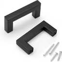 KNOBWELL 6 Pack 2-1/2" Black Cabinet Pulls, Stainless Steel Kitchen Cabinet Pull and Handles, Dresser Drawer Pulls, Hole Centers 2.5 inch, Overall Length 2-9/10 inch