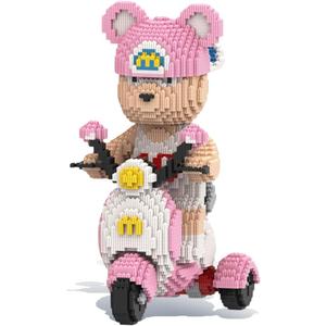 HOOLEDAY Motorcycle Bear Micro Building Blocks Set (6800Pieces) Gift for Adults & Boys & Girls