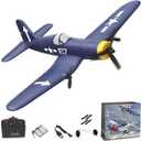 RC Plane, F4U Remote Control Airplane with 2 Batteries, 2.4GHz 3 Channel Fighter with 6 Axis Gyro Stabilizer, Easy to Fly for Adults, Beginners