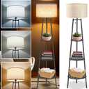 Floor Lamp with Shelves, Modern Standing Lamp with 3 Color Temperature LED Bulbs, Corner Floor Lamps for Living Room & Bedroom, Lamparas Elegantes para Sala (Beige Lampshade, 1)