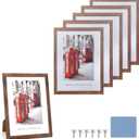 8.5x11 Picture Frame Set of 6, Certificate Document Frame Set with Display Box, Rustic Style Antique Brown Wood Grain Photo Frame Suitable for Desktop Display and Wall Decoration.