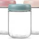 NETANY 3-pack 16oz Glass jars with Airtight Lids, Overnight Oats Containers with Lids, Wide mouth Mason Salad jars, Glass Food Storage Containers for Snacks Yogurt Spice Sugar