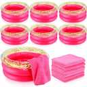 12 Pcs Foot Spa Kit for Girls 13.8 x 13.8 x 6.7 Inch Foot Care Bath and 12 x 28 Inch Hand Towels Washbasin Salon Towels for Spa Party Sleepover Party Supplies, Rose Red