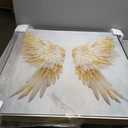 Elegant Angel Wings Canvas Elegant White Gold Wall Art, Silver Frame, Floating, 30" x 30", 31"L x 31"W