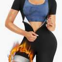 URSEXYLY Sauna Suit for Women Sweat Vest Waist Trainer 3 in 1 Slimming Full Body Shaper Workout Top with Sleeve Shorts M
