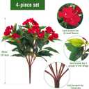 Fake Flowers Artificial Flowers for Outdoor Artificial Impatiens Bouquet Flowers for Outdoors Spring Flowers Artificial Impatiens Outdoor Silk Fake Flowers Indoor Decor 4PCS (Red)