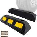 Parking Stopper for Garage Floor, Heavy Duty Rubber Car Wheel Curb Stoppers Bumpers Block for Your Vehicle, Parking Aid Gadgets Tire Stops for Home Garage Wall, Parking Lot & Driveway 2 Pcs