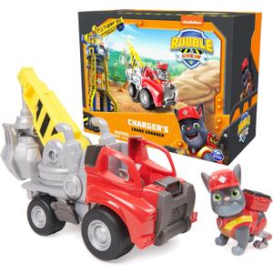 Rubble & Crew, Chargers Crane Grabber Toy Truck with Movable Parts and a Collectible Action Figure, Kids Toys for Ages 3 and Up (Charger's Crane Truck)