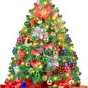 2FT Mini Christmas Tree, Artificial Tabletop Christmas Trees with 60 LED Lights, Prelit Small Christmas Tree, 100 Branch Tips, 80 Ornaments, Indoor Christmas Table Decor for Home Party (Pine Green)