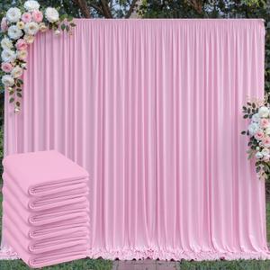30 ft x 10 ft Wrinkle Free Baby Pink Backdrop Curtain for Parties, 6 Panels 5ftx10ft Thick Polyester Photo Backdrop Drapes for Baby Shower Birthday Party Photography Wedding Backdrop Stand