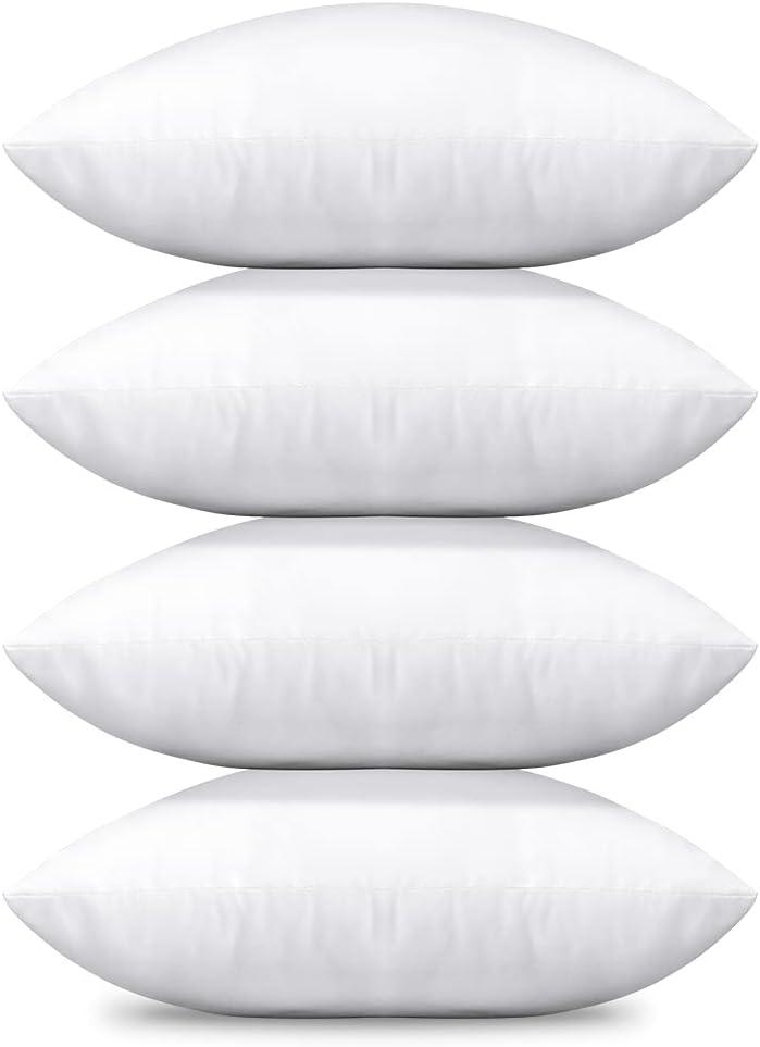 OTOSTAR 20x20 Inch Throw Pillow Inserts Set of 4 Premium Bedding Pillow Inserts Square Indoor Decorative Throw Pillows Form Pillow Stuffer for Couch Bed Sofa Sham Cushion Pillow Filler (White 20x20)