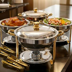 Round Chafing Dishes for Buffet with Serving Tongs, 7QT Chafing Dishes Buffet Set, Golden Stainless Steel Catering Food Warmer for for Party, Gathering, Banquet, Wedding
Round Chafing Dishes Buffet Set, Golden Stainless Steel Catering Food Warmer for for Party, Gathering, Banquet, Wedding