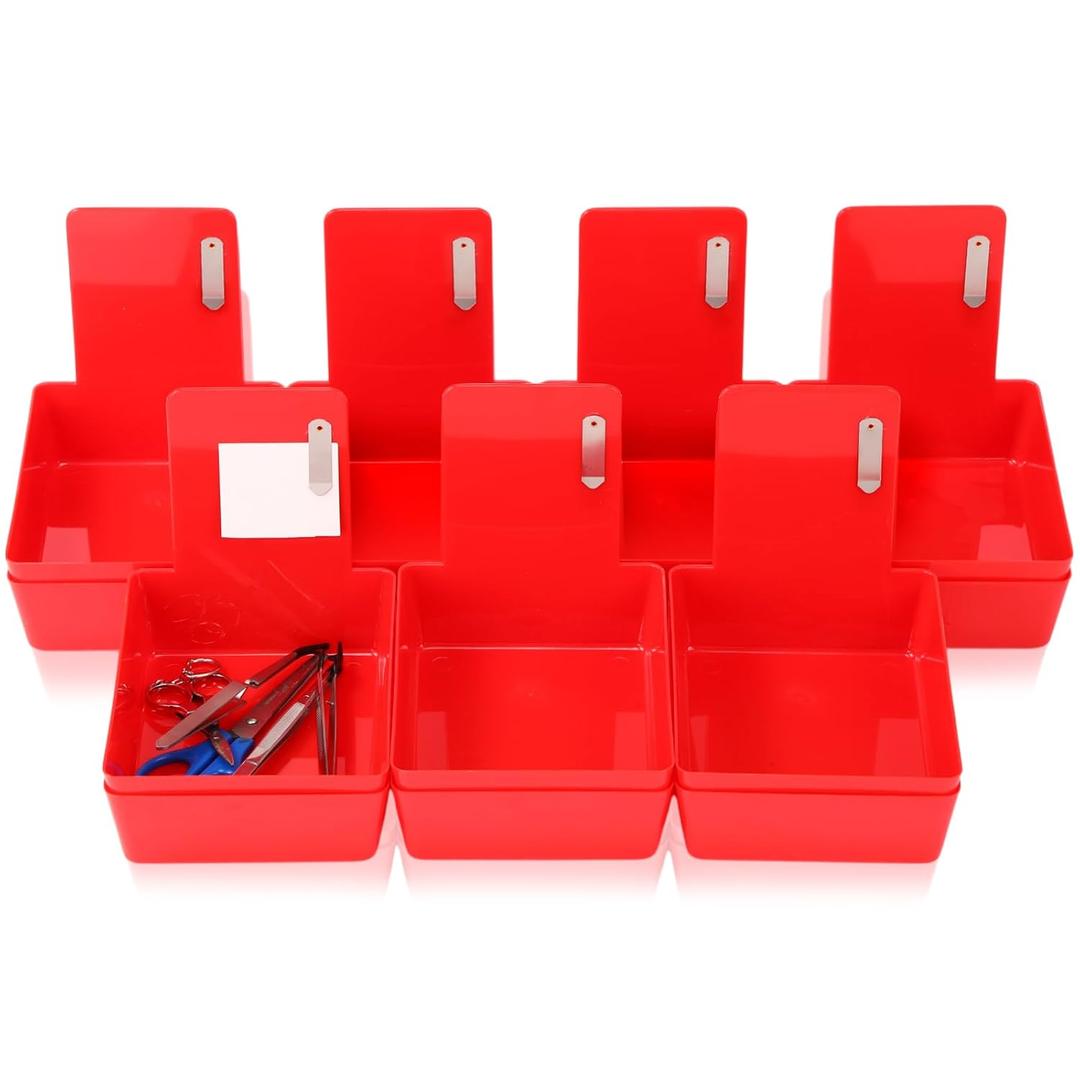 Tioncy 14 Pack Dental Working Lab Pan, Dental Lab Work Case, Medium Plastic Pans with Stainless Steel Clip for Holding Job Cards and Notes Organization (Red)