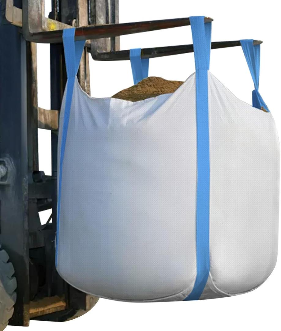 2 Pack FIBC Bulk Bag, 1.5 Ton Bag, 35"L x 35"W x 43"H, 3300lbs SWL, Duffle Top Flat Bottom, Heavy Duty Bulk Bags for Industry Agriculture