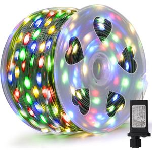 LJLNION 1000 LED Fairy String Lights, 328FT Long Outdoor Christmas Lights, Waterproof IP65 Green PVC Copper Wire Lights, 8 Lighting Modes Plug in for Xmas Tree Holiday Party Wedding Decor, Multicolor