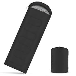 OBTANIM Sleeping Bags Portable Waterproof Camping Sleeping Bag for Adults Kids 4 Seasons Cold Weather or Warm Backpacking Hiking Mountaineering Indoor Outdoor Use (Black)