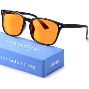 livho DreamGaze Blue Light Blocking Glasses for Better Sleep - Night Driving Premium Anti Blue Light Glasses Men (Black)