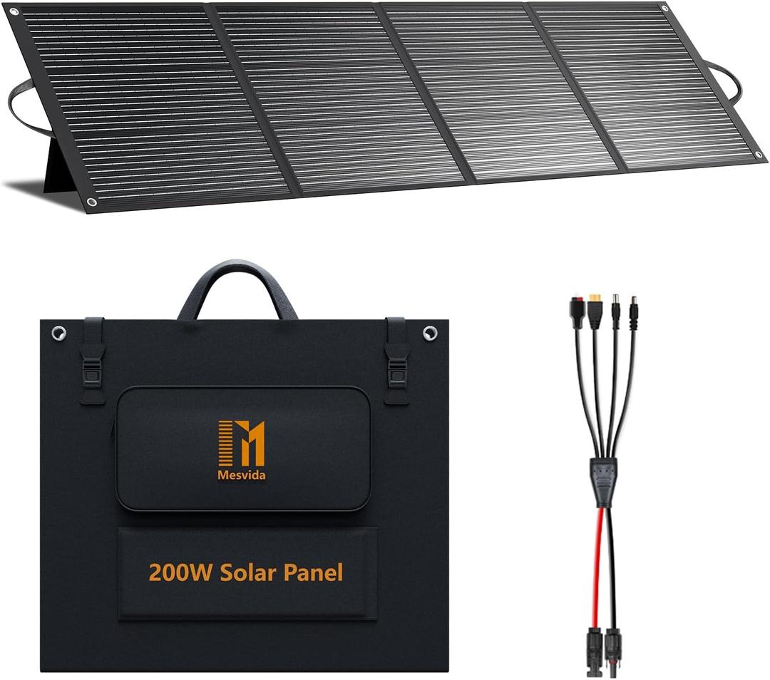 200 Watt Solar Panel IP68 Waterproof ETFE Coating Portable 24V MC4 Output Foldable Solar Panels for Power Stations Solar Generator Camping Off-Grid RV Emergency Backup Hurricane