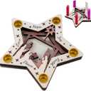 APUDWN Christmas Advent Wreath Candle Holder, Wooden Nativity Scene Advent Candlestick, 5-Hole Star Shape Wreath Candle Holder for Christmas Nativity Christian Table Centerpiece Gifts (Pentagram)