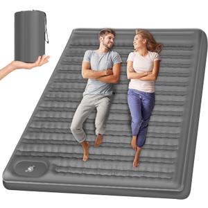 WANNTS Double Sleeping Pad, Extra Thick Ultralight Inflatable Sleeping Pad for Camping, Built-in Pump for Hiking, Airpad, Carry Bag, Repair Kit, Compact & Lightweight Camping pad