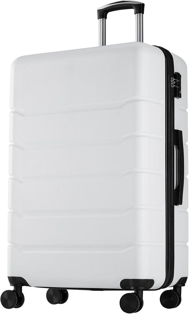 Sweetcrispy Carry on Luggage, Hard Shell ABS, Double Spinner Wheels Lightweight Suitcase TSA Lock, Cream White, 28 Inch