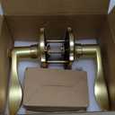 EHOMEWARE 6 Pack Gold Door Handles, Interior Door Knobs, Keyless Privacy Door Knob, Door Locks for Bedrooms, Bathroom Door Knob, Reversible for Left/Right Handed Doors, Stylish Wave Door Lever (Satin Brass)