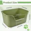 Deep Cat Box Extra Large High Sides,21.45 x 16.14 x 10.43 Inches Low Entry Kitten Litter Tray One Piece Open Anti Splashing Litter Pan Easy Clean for Small Medium Cat (Green)