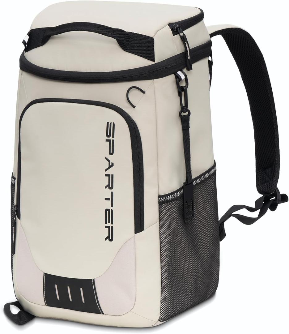 SPARTER Backpack Cooler Insulated Leak Proof 33/49 Cans, 2 Insulated Compartments Thermal Bag, Portable Lightweight Beach Travel Camping Lunch Backpack for Men and Women (Brown)