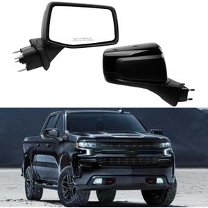 Dasbecan Passenger Side Mirror Compatible with 2019-2024 Chevy Silverado 1500, GMC Sierra Right Mirror with Power Heated/Temperature Sensor/Manual Folding Black Replace#GM1321583 (7 Pins)