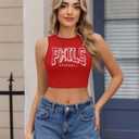 Baseball Tank Top Women Vintage Baseball Mom Tanks Baseball Season Graphic Tee Shirts Game Day Knit Crop Sleeveless Tops (Red, XXL)