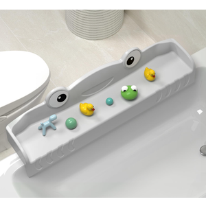 Kids Bathtub Topper MMIOFANT Splash Guard For Bath Tub-Bathtub Caddy Tray With Play Shelf-Bathtub Shelf Over Tub For Kids' Toy-Bathroom Toy Organizers, Gray