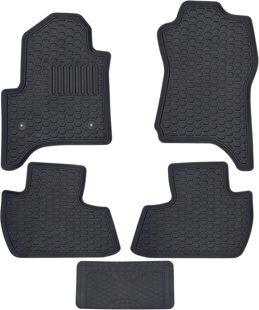 Custom-Made for 2014-2018 Chevrolet Silverado/GMC Sierra 1500 | 2015-2019 2500/3500 HD Crew Cab Premium All-Weather Rubber Floor Mats and Liners Front and 2nd Row Heavy Duty Set (Black)