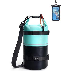 ECOHUB Waterproof Dry Bag for Women Men, 5L Roll Top Lightweight Dry Storage Bag Backpack for Travel Kayaking Hiking Floating with Waterproof Phone Case,Green