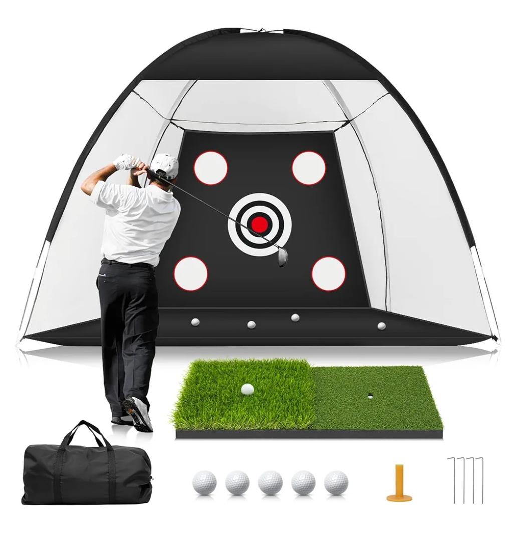 Golf Net ,10x7FT with Golf Practice Mat, Hitting Aid Nets for Backyard Driving Chipping Training Swing with Target Outdoor or Indoor–Gifts for Men/Dad/Him