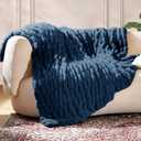 Ultra Soft Cozy Faux Fur Throw Blanket, Fuzzy Plush Thick Bubble Blanket, Oversize Luxury Fluffy Blanket for Couch, Sofa, Bedroom, and Living Room,50x60 Inches,Double Sided Blue