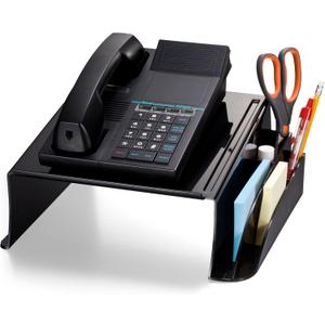 Officemate Telephone Stand, Laptop Stand, Black Plastic Computer Riser, Laptops Elevator for Desk, 12.5 x 10 .125 x 5.25 Inches, Black (21522)