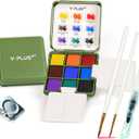 YPLUS Pocket Watercolor Paint Kit, Portable Travel Art Kit with Brush, Water Color Palette Painting Gift for Beginners Artist Adults