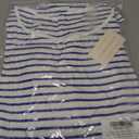 LilyCoco Womens 3/4 Length Sleeve Tops Striped Boat Neck Shirt Frenchy Cotton Tees (Blue, XL)