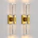 Epinl Wall Sconces Set of Two - Gold Sconces Wall Lighting 14W Dimmable LED Crystal Bathroom Light Fixture with Bubble Glass 15.7inch Indoor Vanity Lights for Bathroom Hallway Bedroom (2 Pack)
