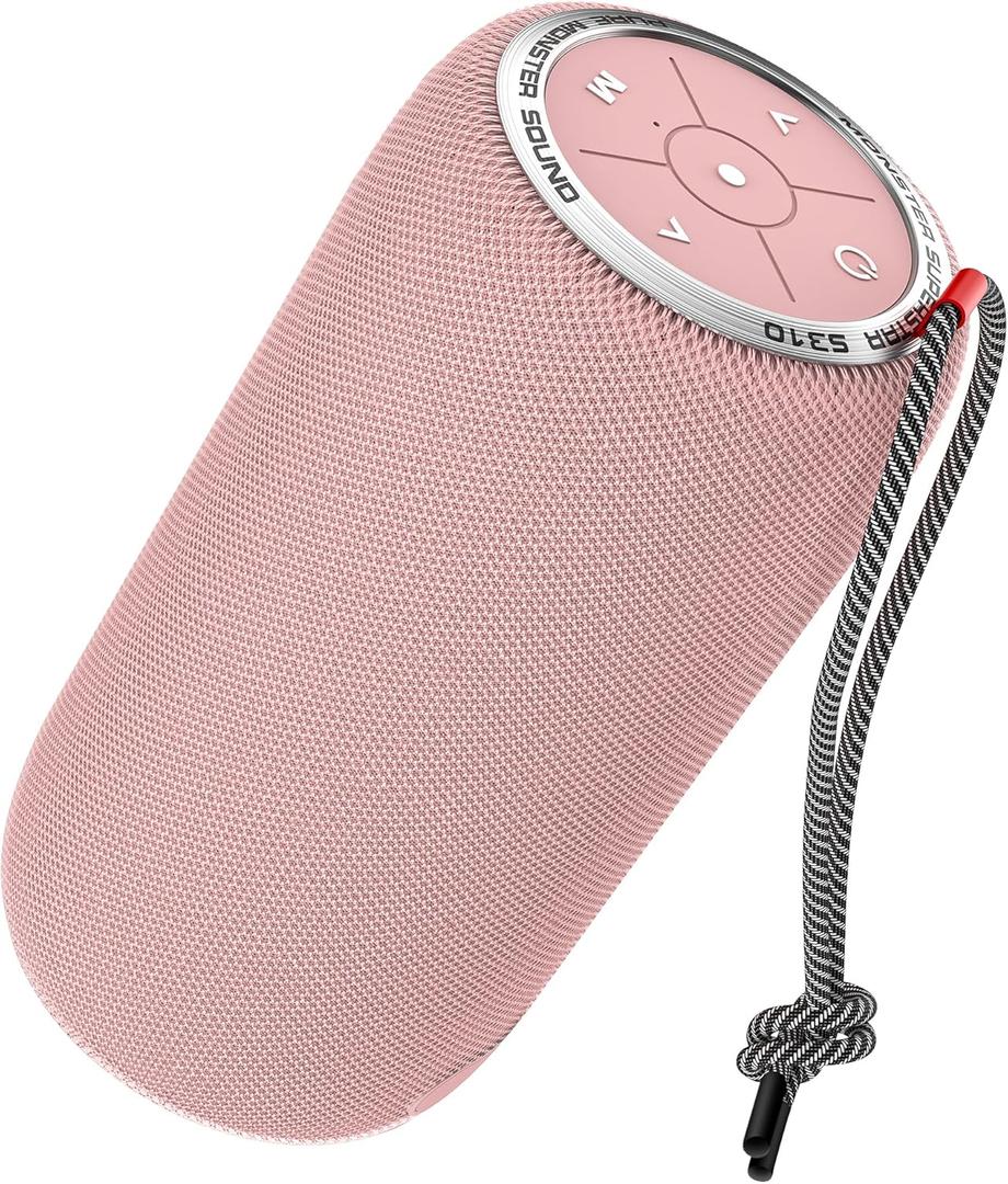 Monster S310 Upgraded Bluetooth Speaker, 30W Portable Speaker, Stereo Sound, TWS Pairing, IPX6 Waterproof, 24H, Perfect for Outdoor, Pink